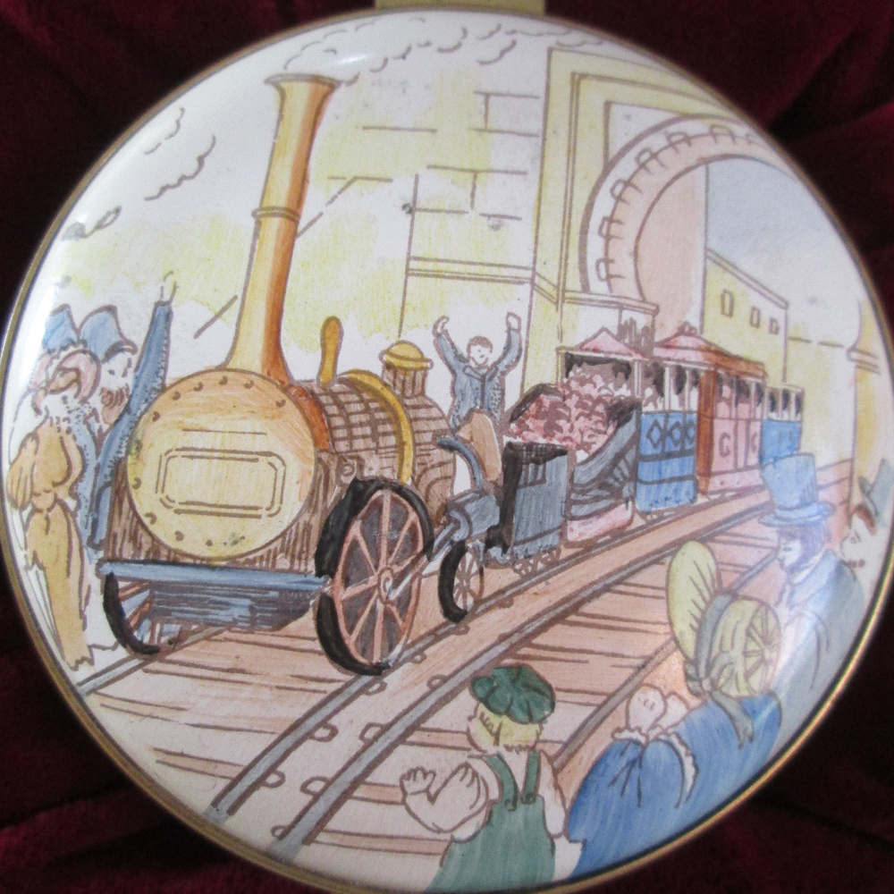 Staffordshire Enamel Box TRAIN Liverpool Mancheste